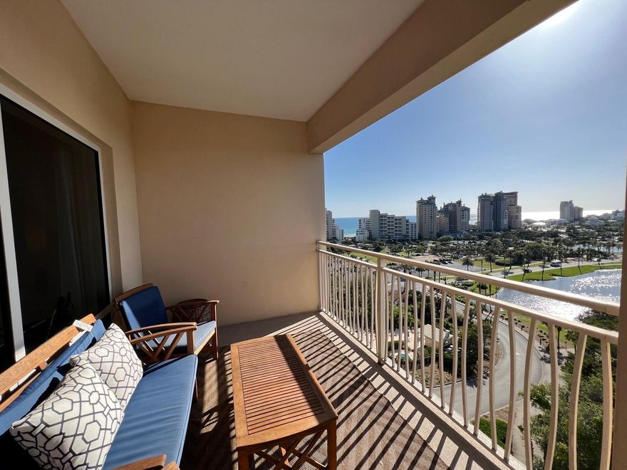FULLY FURNISHED WITH ALL UTILITIES INCLUDED! This beautifully updated 1BR/1BA condo is available for a 6-month lease beginning September 15. Step outside on the balcony to enjoy the panoramic views of the Gulf of Mexico, Luau pool, and the Choctawhatchee Bay! The moment you walk in you will notice the abundance of natural light that fills the condo making it bright & airy. The kitchen features gorgeous countertops, Shaker cabinets, tile backsplash, recessed lighting, and stainless steel appliances. Wood-look luxury vinyl flooring extends throughout the condo, ideal for sandy beach living & easy maintenance. The bedroom features a king bed and direct access to the bathroom which can also be accessed from the common area. The living room offers a sleeper sofa, perfect for overnight guests.