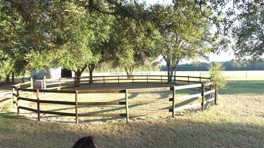 It's unbelievable that this gorgeous property is located right outside the city limits(county taxes)and within 3 minutes to downtown Crestview. A horse lover's paradise including a large,38x60 metal barn,lunging ring,150x300 riding arena with superb footing and a USDF regulation size grass dressage arena. A 6'wide dirt training/jogging path surrounds the 10 acre field with superb footing, as well. Just enough hardwood trees to provide shade. Ride the many trails through the woods past the blueberry bushes down to the spring fed stream. Coastal Bermuda grass has been planted on 10 of the 17 acres. For added convenience a 10x18 concrete pad for parking your horse trailer has been added The charming,four bedroom, immaculate, brick home with a large porch has a NEW, 5 SEER, 3 TON HVAC SYSTEM