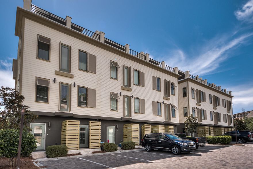 Thirty Blu is an upscale development comprised of twelve townhomes that enjoy superb amenities and utmost attention to detail. These residences are situated directly on the north side of Blue Mountain Beach, across from Blue Mountain Road and its many nearby beach accesses. Unit 7 is an impeccably maintained an end unit which adds additional privacy, and is located steps from the pool & amenity area. Inside you will find two separate living areas as well as a spacious kitchen with granite counters, stainless steel appliances, an enclosed pantry and large center island. Hand-selected interior finishes include custom paint and tile schemes, detailed molding, hardwood floors throughout (except on the ground floor and in the baths) coastal-contemporary lighting and more.