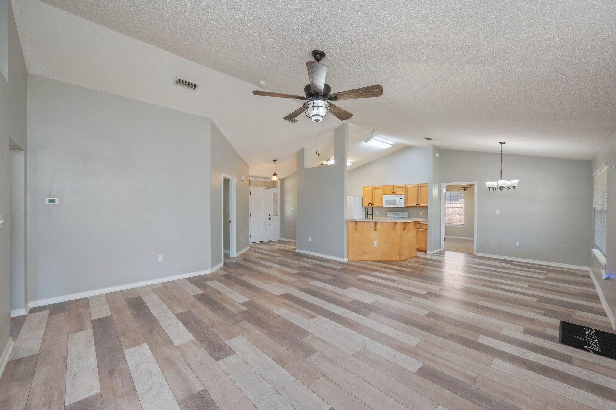 Welcome to your new home! Conveniently located just 30 minutes to Eglin AFB and 20 minutes to Duke Field, with shopping, gas stations, and schools just minutes away, you'll love the balance of quiet living and everyday convenience. This charming rental offers a spacious living room perfect for relaxing or entertaining guests. The kitchen features plenty of counter space, ideal for meal prep and hosting. Enjoy the outdoors in your fully fenced backyard, complete with a covered patio--perfect for morning coffee or evening hangouts.Inside, you'll find generously sized bedrooms that offer comfort and flexibility. Pet-friendly with owner's approval, this home is ready to welcome you and your furry friend!Don't miss your chance to make this inviting space your next home!