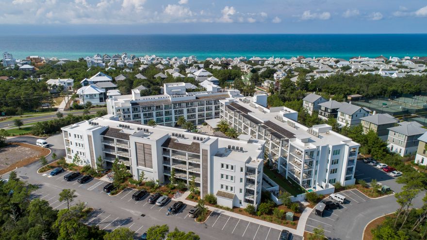 The Pointe is perfectly located along 30A in Inlet Beach. It offers upscale amenities such as a large resort style pool, modern gym, restaurant & a rooftop area for owners/guests to enjoy. All of this while being within walking distance to the Gulf of Mexico & the abundance of shopping & dining at 30avenue, Rosemary Beach, Alys Beach, or just simply walk across the street to Shades Bar & Grill. The Pointe is one of the few newer, modern complexes along 30A. This unit features a first floor location w/ direct access to the pool deck. The interior features LVP flooring throughout (all carpet has been removed), gas appliances, quartz countertops, walk-in showers and is being sold fully furnished and rental ready.