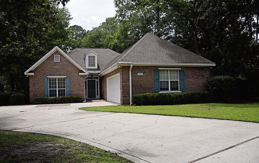 4 BR brick home in tucked awayHuntington neighborhoodof Rocky Bayou! Move in ready with new paint/carpet/blinds. Very well maintained home with split bedroom floor plan with4 openbedrooms. Large entry foyer leads togreat room with gas fireplace, floor to ceiling windows and crown molding throughout. Dine inkitchen with breakfast bar. Master bedroom has a spacious walk in closet andlarge master bath with dual vanities, garden tub and shower. Great room & master bedroom lead toscreened patio and deckoverlooking largefenced yard with mature trees providing shade for hot summer days and backs up towoodland. Laundry room with extra storage leads to garage. Hurricane panels for all openings. Buyer to verify anything deemed important to include measurements.