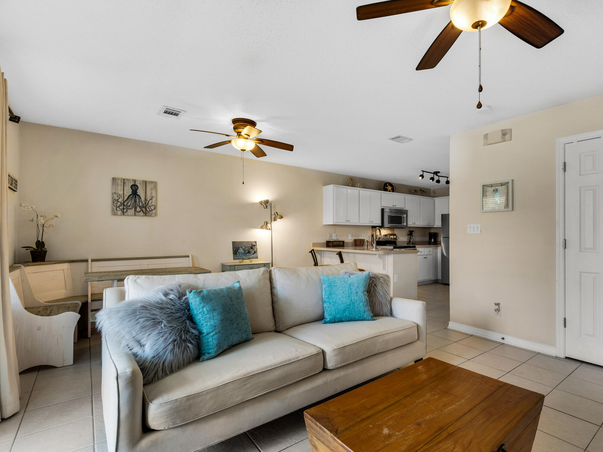 Rollin Tide C2, a ground floor 1-bedroom vacation rental off of Scenic 30A in Seagrove Beach, is ideal for couples or small families looking to explore the sun and surf of beautiful Florida!There is a king bed in the bedroom and a queen size murphy bed in the living room. Get your summer glow under the palm trees or walk to the beach less than one mile away! Fly kites on the beach, book a deep sea fishing trip, rent a standup paddleboard or rise and tee off early at some of the best golf courses. Explore the best restaurants in the area offering delicious locally caught seafood.This unit has Smart TV's in the living area and the bedroom for enjoyment of your favorite shows and movies.