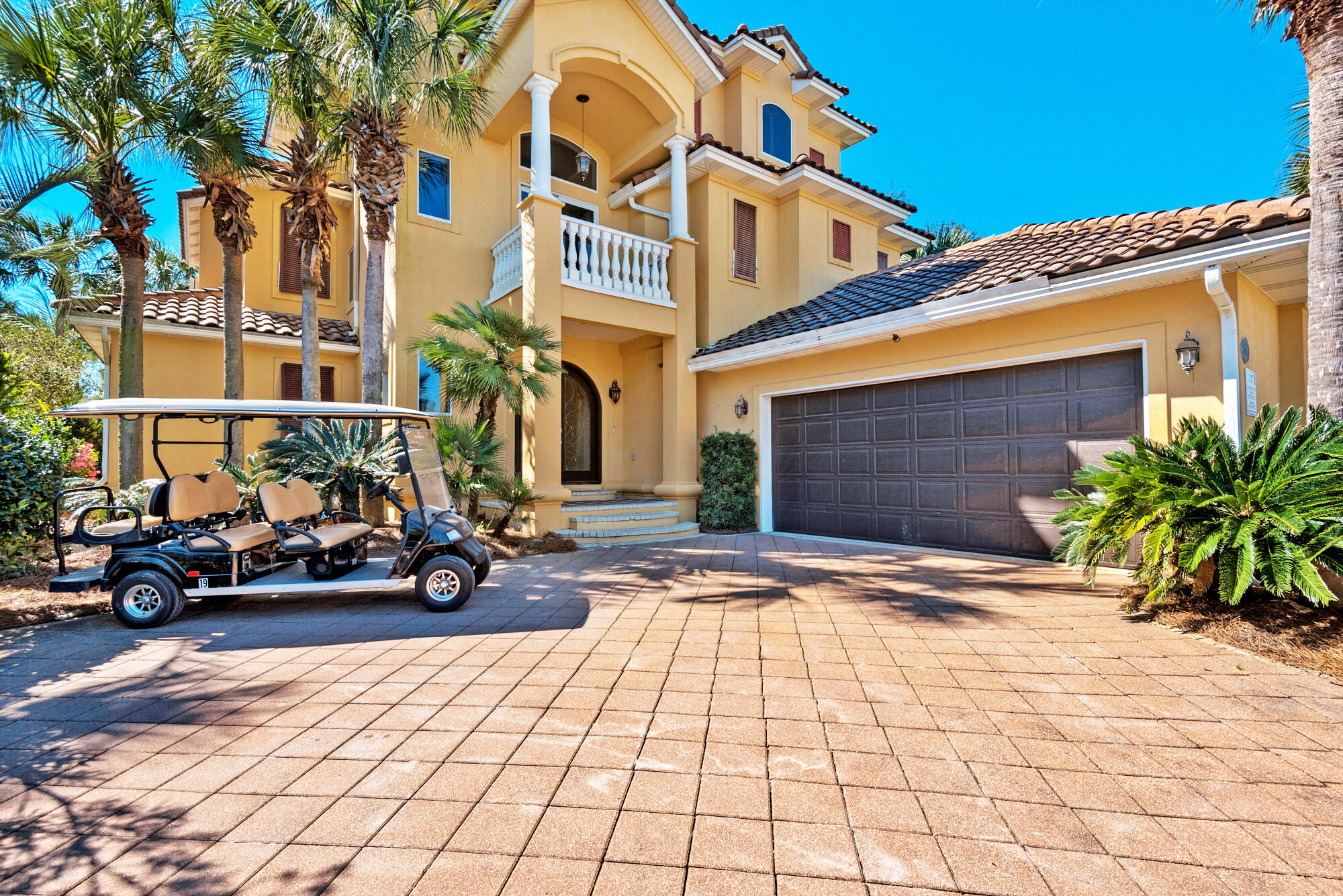 Gorgeous custom home located in the golf cart-friendly community of Destiny East. This 4 bedroom, 4 1/2 bath home with bunk room off the Master would make a great primary, 2nd home, or vacation rental investment property! Public beach access is only a short walk away. You can drive your street legal golf cart to the beach or out for dinner and drinks! Enjoy the beautiful views from the balcony and balmy summer evenings on the massive terrace. Family, friends, and guests will love the open feel of the 2nd story living area and you will enjoy the privacy of your 3rd story Master complete with a luxurious ensuite and private balcony. Your guests have the entire 1st floor to themselves complete with (3) JR. Master suites w/ ensuite full baths. One of these suites is equipped with