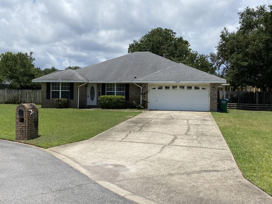 Rare find in Biscayne Point! Well cared for community with underground utilities. This home has 4 bedrooms and 2 bathrooms, nice open floor plan, kitchen pantry, breakfast bar and kitchen island, split floor plan, all brick home, almost 2000 sqft on a cul-de-sac... and a brand new roof going on soon! Located in East Navarre, approx. 6 miles west of Hurlburt Field AFB. Tile in wet areas and dining room. Carpet in living room and bedrooms. Fireplace, 2 car garage, 2 walk in closets in master bathroom. Home is being sold AS IS. Buyer to verify square foot and data.