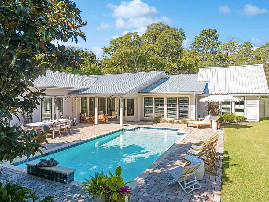 A quintessential Old Seagrove home boasting the best of the original intention with a new addition tastefully done in 2014/2015 to a beach cottage look that fits all your family memories. Contractor's affidavit documenting complete renovation of the home in 2015.Crafted as a single story home with four bedrooms and three baths, the split plan allows the kids to be on one side of the home and the parents on the other. Central dining and living along with the kitchen open to what is a masterpiece entertaining back yard with an over-sided pool not often found along 30a and yard to spare.