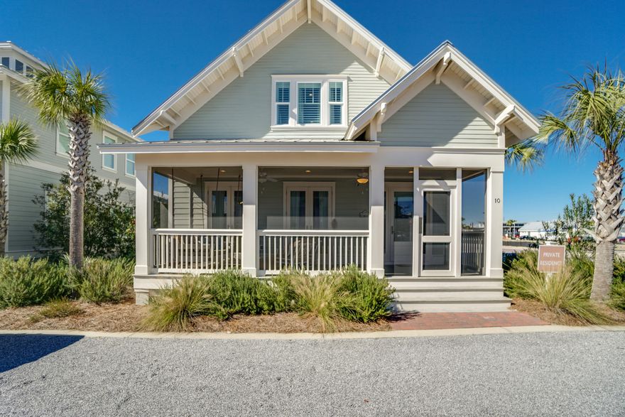 CURRENTLY UNDER CONTRACT, SELLER ACCEPTING BACKUP OFFERS - Corner lot and impeccably decorated! This home comes fully furnished. The most popular Capri plan located on a large corner lot in a very desirable location of Prominence. This home is uniquely designed to feature 3 bedrooms, a sitting/ future bunk room and 3.5 bathrooms with a 2 car garage. Home features include 10ft ceilings,granite countertops, and stainless steel appliances. Upgrades include hardwood floors throughout, a pot filler over the cooktop and screened porch with relaxing swing bed. The Town of Prominence is located on HWY 30A between Seagrove and Alys Beach. Residents will enjoy easy access to The Hub, Resort style pools, Fitness Center and Private