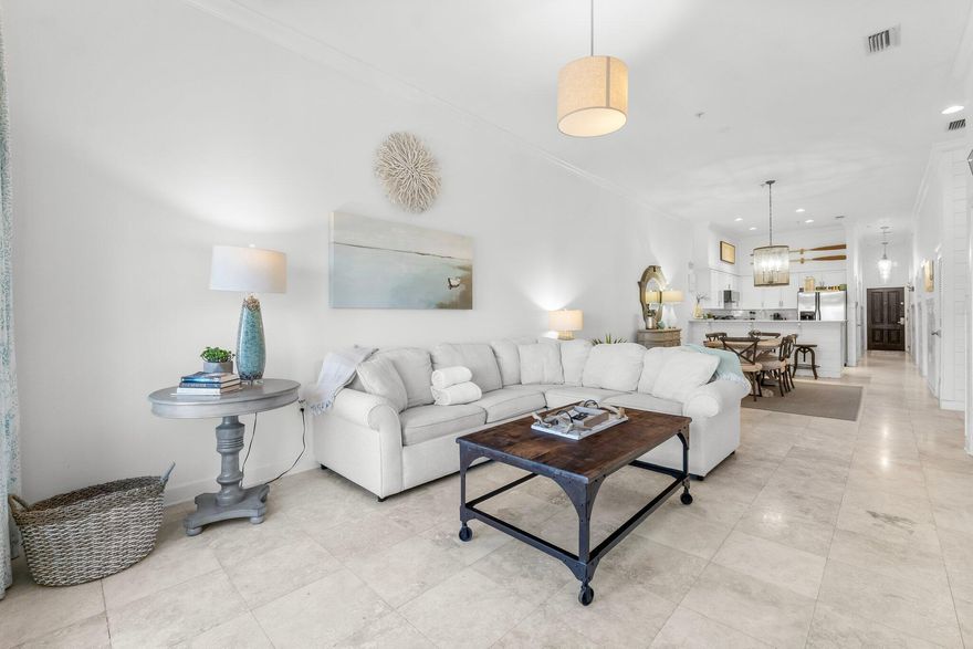 The Holland House is a stylish 3-bedroom, 2-bath condo in Seacrest Beach, perfectly situated along 30A. This beautifully furnished retreat sleeps up to 8 guests and features a spacious living area, a private balcony overlooking the community pools, and a fully equipped kitchen with granite countertops and stainless-steel appliances. The master suite boasts a king bed and en-suite with a walk-in shower. Guests enjoy access to two pools, a hot tub, and a seasonal beach tram to private beach access. Located between Rosemary and Alys Beach, it's steps from shops, dining, and pristine beaches.