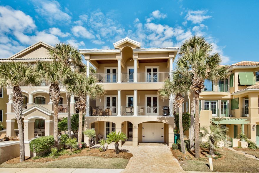 If you are looking for a spacious retreat embodying the coastal lifestyle and providing grand views of the Gulf Coast, look no further. This second row home, Playa Del Mar, is a mere few steps away from sugar white sand beaches, and a short drive to all the entertainment Destin has to offer. With 5 bedrooms, 5.5 bathrooms, over 4,700 sq. ft., two fireplaces, state-of-the-art appliances, fully loaded wet bar and a private elevator this spacious home can accommodate guests and is great for entertaining.
Located in the private community Destiny by the Sea, the property comes with plenty of luxury amenities. Two private beach accesses, a community pool, an exclusive clubhouse and 24-hour security. Residents can enjoy all of the nearby shopping and dining, while embracing the beach lifestyle.