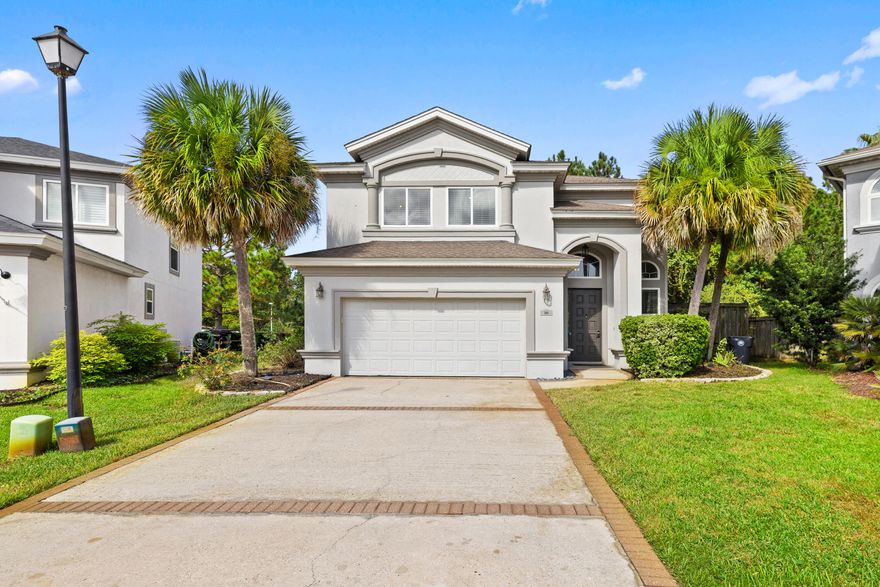Tucked away on a quiet cul-de-sac in Baywalk Landing in Miramar Beach, this home is the perfect blend of comfort, convenience, and coastal living. Step inside to discover two spacious living areas and high, loft-style ceilings that make a grand first impression with custom light fixtures! The first floor maintains an open concept with the kitchen featuring an island, bar seating, granite countertops and stainless steel appliances and tile throughout. It is open to the casual dining area, living space, and oversized outdoor deck. The first floor also includes a half bathroom, laundry, and additional storage. Upstairs are 2 bedrooms and a bathroom plus the primary suite with en-suite inclusive of dual vanities, a walk-in tile shower, and a deep soaking tub. Outside, the large backyard deck is made for family barbecues, morning coffee, and Florida sunsets. In close proximity to Choctawhatchee Bay, take a stroll towards Legion Park which offers a public boat launch, playground, picnic pavilion, basketball court, and easy access for kayaks and paddle boards. Or, take a golf cart over to Scenic 98 where you can put your feet in the white, sandy beaches of the Emerald Coast! Whether you're looking for a family home or a coastal getaway, 166 Dominica Court is a chance to own not just a house, but the Miramar Beach lifestyle.