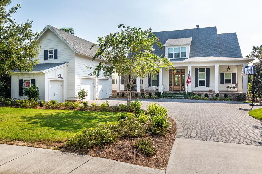 Discover a distinguished Southern charm at this custom-built 3BR/3.5BA low country style home overlooking the 11th tee of the beautiful Kelly Plantation Golf Course. Designed by Court Atkins of Palmetto Bluff with interiors by Baker Design and furnishings by Urban Grace Interiors, a welcoming atmosphere envelops the spaces where thoughtful attention to detail is evident in every finish. The heart of the home is a central great room with soaring 24.5' ceilings that leads to a spacious outdoor living room with expansive views of the golf course. Open concept living and dining spaces make entertaining effortless while the fully equipped kitchen offers everything needed to prepare gourmet spreads including Thermador appliances, marble countertops, a separate Butler's pantry and a large pantry and a large pantry with built-in storage. A breathtaking, first story master suite encompasses the full length of the home and features a private porch, luxe master bathroom and separate dressing room. On the second story find two large bedrooms with ensuite bathrooms along with a bunkroom or office and a loft living area. Wide verandas are ideal for gathering and soaking up the relaxed Florida lifestyle while a two-car garage and an additional golf cart garage provide ample storage. The property is prewired for security and audio in the living room, kitchen and back porch. The exclusive gated community of Kelly Plantation is located along the shores of the Choctawhatchee Bay in Destin. Amenities include lush landscaping, numerous parks, walking/jogging trails, a large community pool, tennis courts and an 18 Hole championship golf course designed by Fred Couples featuring The Clubhouse and Grill.