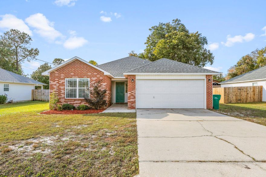 This beautiful home greets you with an inviting ambiance, quaint design, and boasts a seamless transition from the living, dining, and kitchen areas. Designed with a split floor-plan layout, the combination of privacy and functionality can't be rivaled. The master bedroom boasts a generously sized walk-in closet, as well as an en-suite bathroom featuring an extended double vanity space. The roof was replaced in 2019, the A/C in 2022, and new LVP has been laid throughout the kitchen and main living areas. No HOA, so no monthly fees or restrictions, which means you have the freedom to personalize the property to your heart's desire. Conveniently located w/ easy access to Destin and Pensacola. Call today to schedule your showing!Buyer to verify all dimensions and info deemed important.