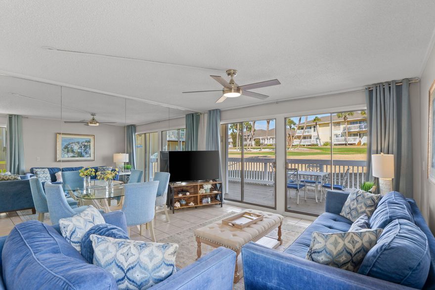 Bright and fully furnished 1‑bedroom, 1‑bath condo at Sandpiper Cove with a spacious master suite. The open layout flows to two private balconies with scenic views from multiple sides, including serene golf course vistas. Enjoy an updated kitchen with modern finishes and ample cabinetry, perfect for everyday living or entertaining.Sandpiper Cove is a 43‑acre gated resort with 5 pools (2 heated), 3 hot tubs, tennis and pickleball courts, shuffleboard, bocce, horseshoes, and a 9‑hole par‑3 golf course. Enjoy private beach access, on-site dining, BBQ grills, a marina, event center, and lush grounds -- all minutes from Destin's shopping, dining, and water activities. Perfect as a full-time home, vacation retreat, or investment!