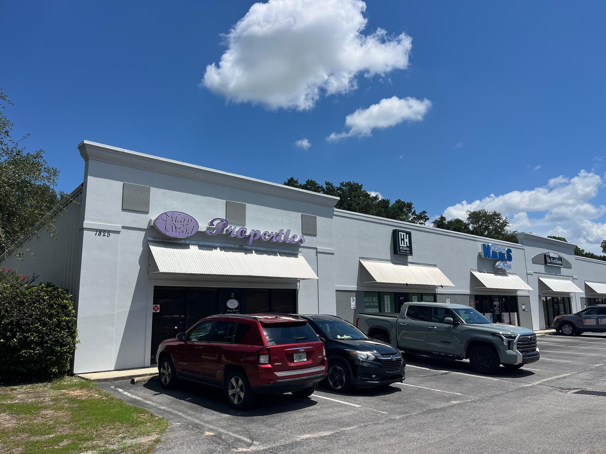 1500 SF Office condo located within this Retail / Office Strip center in NW Fort Walton Beach. End cap unit with 4 windowed offices, nice reception area, conference room, 2 restrooms, kitchen / break area, storage and outside patio off the rear of the unit. Beautifully designed space that has nice finish work throughout.