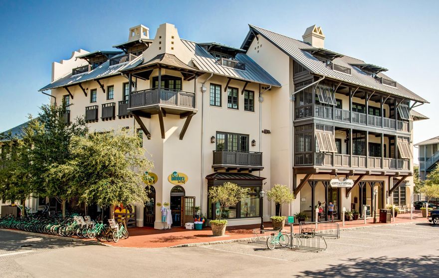 Enjoy the charm of 30A's beloved community of Rosemary Beach from this gorgeous 3rd-floor condominium overlooking Barrett Square! The 2-bedroom, 2-bath residence features an open floorplan living room/dining room/kitchen combination, plus a bunkroom that sleeps 4. Stunning walnut floors, tongue-and-grove wall detailing, and unique angles combine for an interior that feels both elegant and relaxing. The kitchen features stainless Viking appliances, marble countertops, octagonal marble backsplash, a large island with breakfast bar, and deep stainless sink. The bedroom suites include dual vanities/sinks in the master and a large walk-in closet. The residence is being offered fully furnished, excluding artwork.