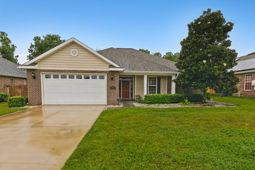 A new roof can be included for you on this beautiful home in Shadow Pines -a tucked away south Crestview neighborhood! This 3 bedroom, 2.5 bath home has an open living area & split bedroom floorplan w/no carpet! The wide foyer leads to a spacious living room w/trey ceilings & gas fireplace. In the kitchen there's a breakfast bar w/pendant lights, Corian counters, black appliances & pantry. Heading to the master suite you'll find trey ceilings, walk-in closet, & the ensuite with 2 sinks, jetted tub, walk-in shower & separate toilet. The 2 additional bedrooms have a convenient Jack & Jill bathroom that has the tub/shower & toilet separate. Storage in the laundry room is not a problem! Check out the back deck that's great for BBQing & a has a fenced yard w/shed. Call today for a showing!