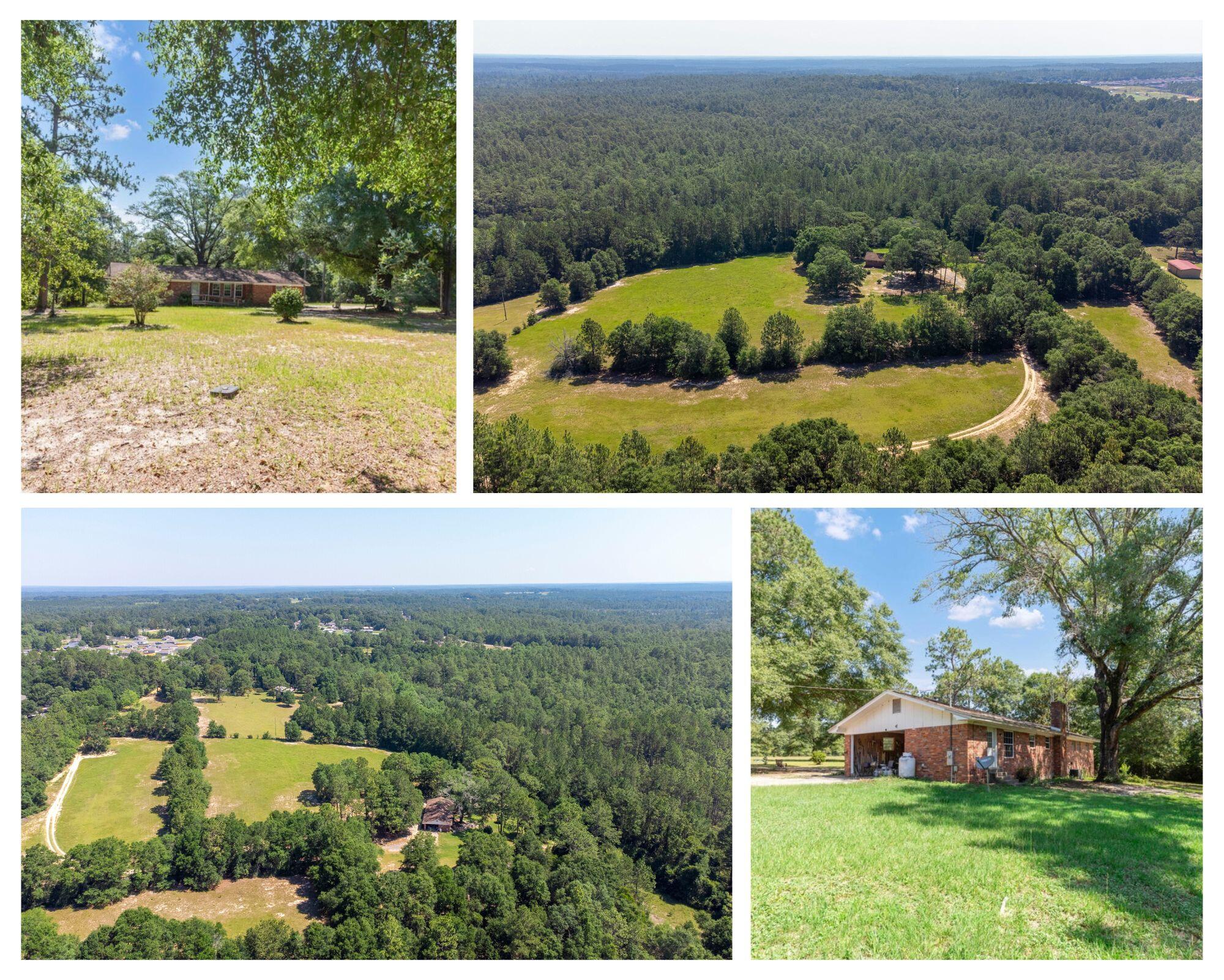 20.63 BEAUTIFUL ACRES in North Crestview! This property boasts a 3 Bedroom - 2 Bathroom - all brick - 1664 sq ft ranch style home with 12x12 open barn with power and water. This expansive property is zoned IMPROVED AG and offers a private road with deeded access, 4 pastures, 3 springs/creek beds and a potential pond for livestock! A private drive takes you back to electronic solar gate with keypad to access the property. The home sits on a beautifully cleared portion with mature hardwoods, pines, flowering bushes, and fruit trees and shrubs. As you enter the home, you are greeted by a small entry that takes you to the homes massive living room and formal dining room spaces which are partially joined. The formal living room offers large windows for expansive views and lots of natural light. The living room has wood beams and a beautiful all brick wood burning fireplace to enjoy on those cozy nights. The living room is located next to the homes large kitchen with custom wood cabinetry with plenty of counter top space, refrigerator, cooktop, double oven, and dishwasher. The kitchen also offers access to the homes carport, back yard and indoor laundry room and pantry. The other side of the home leads you to the homes primary bedroom at the end of the hallway, complete with closet and private bathroom with tiled shower. Bedrooms 2 & 3 are both generous in size and share a full bathroom with double vanity and tub shower combo. Most of the homes flooring has original hardwood throughout that can easily be restored to add character and charm. This home offers a large carport that can easily be converted into a garage with the addition of a door. The home has and enclosed basement that has been dried in ready for you to finish! Ducting can be added to heat and cool this space if desired. The basement has two access points (an interior door and stairway and and exterior door at the back of the home). This property has the perfect setup for the farm life. There are 4 pastures for keeping livestock or your horses. Three springs/creek beds feed a potential pond to raise livestock. The Seller will leave behind (if desired) tractor, bush hog, mower attachment, disc, and head catcher. The property is zoned improved ag for low county taxes, and has Auburn Water and Chelco for power and water services. A property of this size this close in to town is extremely rare and hard to find. Don't let your opportunity to put your own personal touch this special property slip away...schedule your showing today!