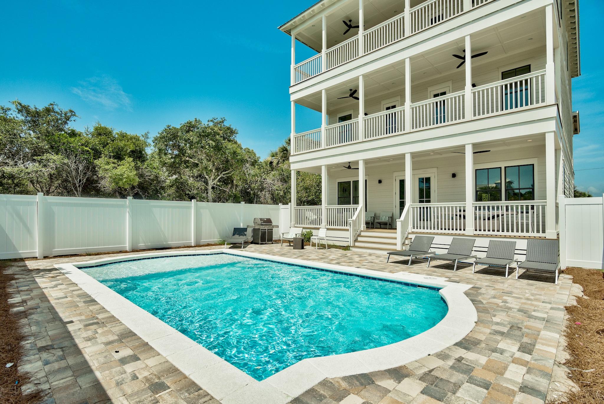 INVESTMENT! Calm, serene and tucked away, yet still so close to everything! This marvelous custom home, located in the peaceful haven of Inlet Beach, is an extraordinary investment opportunity, whether utilized as an extraordinary rental home or a private residence. With 8 bedrooms and 8 1/2 bathrooms, abundant space welcomes you both indoors and outdoors. Enjoy the pristine beaches of the Emerald Coast or the entertainment venues of Alys Beach, both just 2 blocks away or spend the the day basking in the sun by the large private pool this home offers. With projection rental income of $180,000-$190,000 per year, this property presents a furnished, turn-key rental option rarely found with this size and splendor. Call today for your private showing of this beautiful coastal beach home!