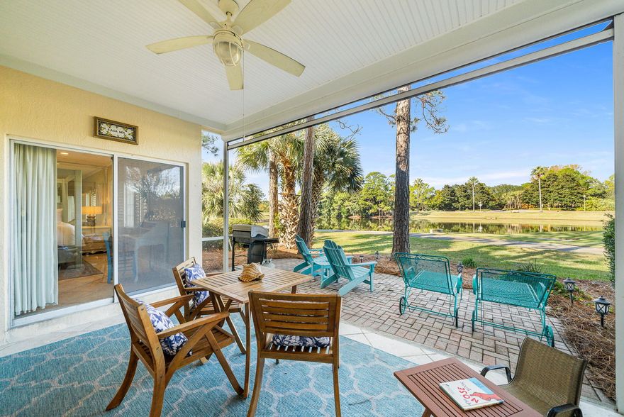 Welcome to Tivoli by the Sea 5224, an elegant ground-floor residence ideally positioned within the prestigious Sandestin Golf & Beach Resort. Overlooking the 15th fairway of the Baytowne Golf Course, this beautifully maintained three-bedroom, three-bath condominium offers a rare combination of privacy, views, and walkable proximity to the Gulf.The thoughtfully updated interior showcases an upgraded kitchen with timeless finishes that open seamlessly to the main living and dining areas, creating an inviting space for both everyday living and entertaining. Natural light pours in through expansive glass doors, drawing the eye toward the home's west-facing private patio -- the perfect vantage point for golden-hour sunsets. The patio is enhanced with a retractable screen, allowing you to enjoy indoor-outdoor living year-round while overlooking manicured fairways and tranquil lake views. The floor plan is both functional and refined, featuring a spacious primary suite with patio access and serene golf course views, along with two additional guest bedrooms that provide comfort and privacy for family or visitors. This residence includes a deeded golf cart parking space, an exceptional amenity that allows effortless access throughout the resort - from the sugar-white sands of the Gulf to championship golf courses, marina, dining, shopping, and entertainment at Baytowne Wharf. Beach access is quick and convenient, whether by golf cart, tram, or a short walk. Located just steps from the Tivoli community pool and surrounded by lush landscaping, this property offers a lock-and-leave coastal lifestyle ideal for a primary residence, second home, or investment-grade beach retreat. Tivoli 5224 is where refined finishes, premier golf course frontage, and the unmatched lifestyle of Sandestin come together - a rare opportunity to own a piece of Emerald Coast luxury.

As a guest of Sandestin Golf & Beach Resort, you'll have access to 2,400 acres of coastal paradise, including world-class dining, boutiques, golf, water activities, family entertainment, and the vibrant Village of Baytowne Wharf just moments away.