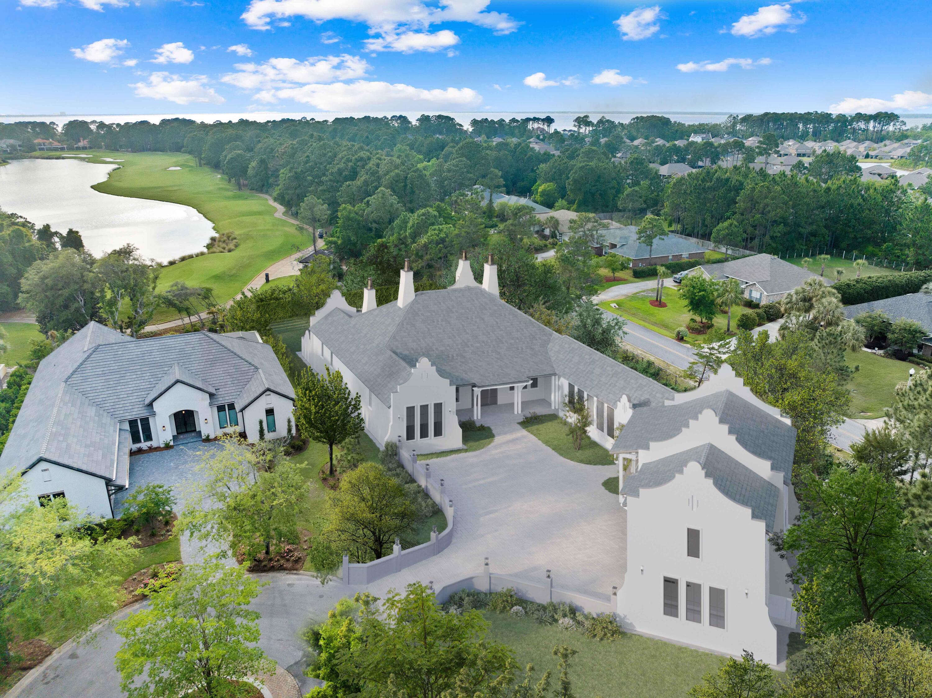 Indulge in coastal luxury living with this masterpiece crafted by renowned builder J. Alex Rice of Old Seagrove Homes. Nestled in Burnt Pine at Sandestin, this five bedroom sanctuary boasts lavish amenities, including a sprawling open floor plan, oversized 4-car garage, and a resort-style pool and spa with breathtaking views of the Par 5 Fairway. Step inside to discover a symphony of sophistication, from European oak flooring to handcrafted custom cabinetry, beams and finishes. The kitchen, adorned with Subzero and Wolf appliances along with pecky cypress accents, is a focal point of elegance. Outside, an expansive outdoor kitchen and living area beckons you while overlooking the pool and your very own putting green. This thoughtfully designed floor plan was reinvented and visualized into conception by J. Alex Rice to seamlessly integrate indoor and outdoor harmony.

As you enter through the formal courtyard, flanked by ambient gas lanterns and mature magnolia trees, you're greeted by an exquisite vestibule adorned with Black and Pecky cypress wood accents and Venetian plaster walls. Luxurious living spaces with low voltage lighting to indulge the senses welcomes you into the heart of the home.  Amenities such as an indoor sauna, meticulously crafted wine room, and thoughtfully designed secondary bedrooms with attached en-suits epitomize coastal elegance. The primary suite, occupying the southern wing, features stunning barreled and vaulted ceilings, custom built ins, private patio, extensive 100 year old beams throughout the primary and primary bath, fireplace, custom closets, lady's dressing room and a luxurious spa-like bathroom. 

The main level offers a custom pantry, stunning brick accents, built in shelving, beautiful 15' kitchen island that overlooks a generous built in wet bar.  This floor plan allows for easy access to a full pool bath and three private bedroom suites each with an en-suite.

Upstairs in the carriage house you'll be welcomed in a large living, entertaining space complete with a kitchenette, and well-appointed laundry room, luxurious bedroom with a beautiful en-suite bath. 
Every architectural and design element reflects the mastery of J. Alex Rice. He seamlessly integrates natural elements and modern amenities to craft environments that harmonize with their surroundings while embodying luxurious comfort and style.  Mr. Rice's attention to detail in each of his one of a kind custom builds lends to his renowned 30A design sensibilities.

Burnt Pine, Sandestin amenities include 73 holes of golf, tennis, pickleball, fishing, a 98-slip marina, nature and biking trails, a full service health club & spa, golf cart friendly, restaurants, entertainment venues, playground and more! This exclusive guard gated community offers your family and guests the luxurious resort lifestyle. 