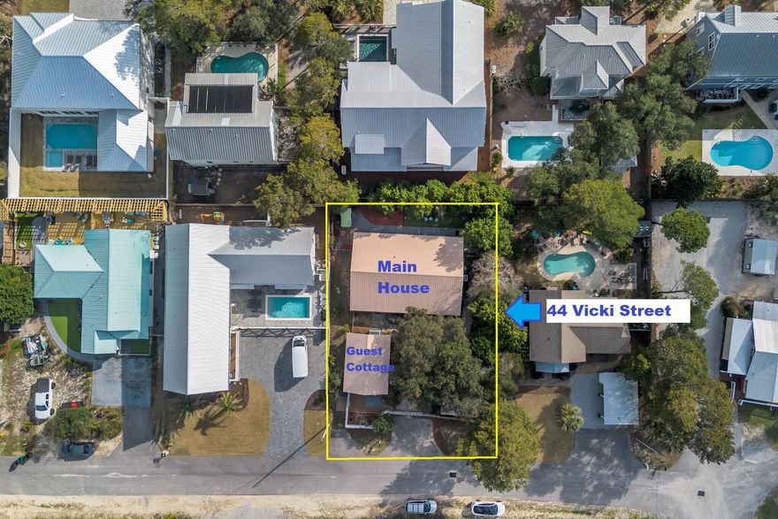 NO HOA & On Beach Side of 30-A! WOW!! Convenient To Multiple Restaurants! Guest Cottage! Beach Access Not Far Away! Excellent Price For Gulfview Heights Home! Old FL Styling Similar To  Classic Homes In Grayton Bch For Less $$. Relax Under Shady Oaks In Front Yard. Huge Back Porch. 3 BR's In Main House w/ 2 Updated Bathrooms. One Of BR's Is Suite Style w/ Extra Twin Beds For Additional Sleeping Area. Updated Kitchen + Tile Throughout House. Laundry Area & Owners Closet. Bonus Camp Style Guest Cottage w/ LR, BR, Kitchenette, & Bathroom. Cottage Could Be Rented Separately. Not Far From  Blue Mountain Beach & Gulf Place For Entertainment Delights. Check This Fun Property Out Before You Buy!