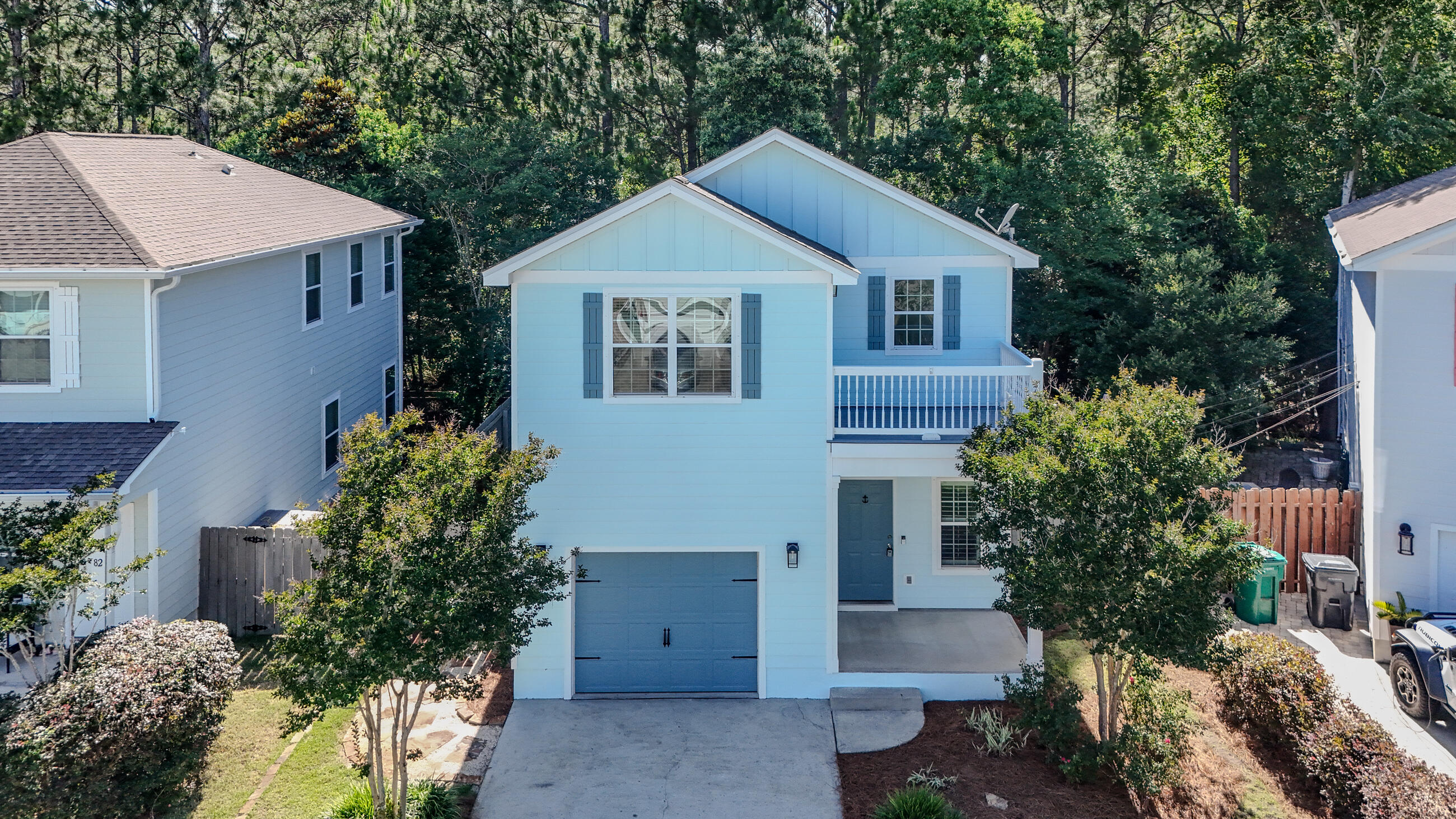 Welcome to Mosaic Oaks, a quiet community just minutes from the sugar-white beaches of 30A. This 3-bedroom, 2.5-bath home offers 1,874 square feet of thoughtfully designed living space in one of Santa Rosa Beach's most convenient locations. Step inside to find fresh paint throughout, brand-new carpet upstairs, and an open-concept layout that feels both spacious and inviting. The kitchen includes stainless steel appliances, two pantries, and a breakfast bar that flows into the living and dining areas ideal for everyday living and entertaining. Upstairs, the primary suite offers a private balcony, two walk-in closets, dual vanities, a soaking tub, and a separate walk-in shower. Other highlights include a newer HVAC system, Reme Halo air purifier, second-floor laundry hookups, attic stairs for storage, an outdoor shower, a well-fed sprinkler system, and an attached garage. Mosaic Oaks offers a peaceful neighborhood setting with sidewalks and green space, perfect for walking or biking. You're just minutes from beaches, local dining, shopping, dog park, scenic parks, and trails. If you're looking for a low-maintenance home in a welcoming coastal community, this one is worth the wait.