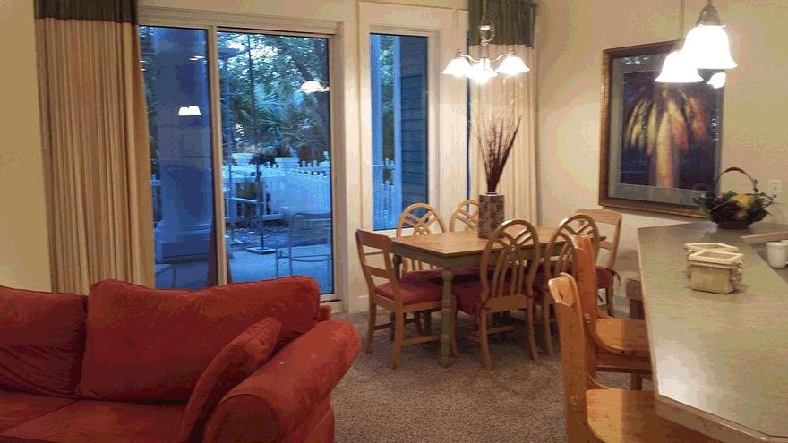 Beautiful ground floor unit with a den that serves as a second bedroom in Sandestin's Village Of Baytowne Wharf. Sleeps 6. Fully furnished and rental ready. The bathroom offers a bathtub and a separate shower. The extra large patio is surrounded by natural lush gardens. The common area features a zero entry lagoon pool is heated, hot tub, cold tub, fireplace pavilion & a fitness room. Just steps from all of dining and fun of the Village and a bike or tram ride to the Beach, golf tennis, marina, etc!