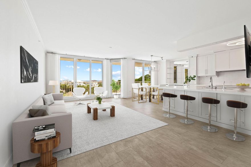 Property is under contract with a 72 hour kickout clause. Luxury abounds in the exclusive nonrental neighborhood of One Beach Club Drive at Sandestin Golf & Beach Resort. This fifth floor three bedroom/ three bath condominium is a coveted floorplan with dual balconies - one that extends the length of the property to the south to capture the beautiful emerald Gulf waters, and the other balcony to the north to capture the scenic views of the golf course and the resort. This home has been exquisitely renovated with gray toned rectangular tile flooring throughout the living room and kitchen area and brand new plush carpeting in the bedrooms. That, along with the light color palette of the walls and cabinetry provide a neutral backdrop for you to furnish and personalize.