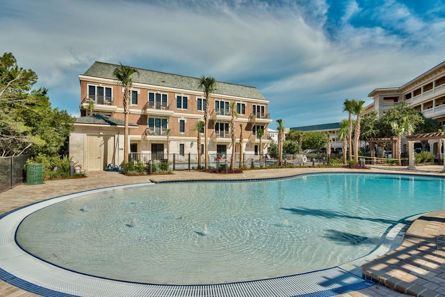 NEWLY FINISHED POOLS!!! Located at the most desirable beaches on 30a. Within walking distance to restaurants, shops, bike rentals and local retailers. Nestled between Alys Beach and Rosemary Beach. Perfect vacation home and investment property. This over sized studio unit has two balconies, one overlooking the newly finished pools, the other balcony looks upon the Town Center at Seacrest.