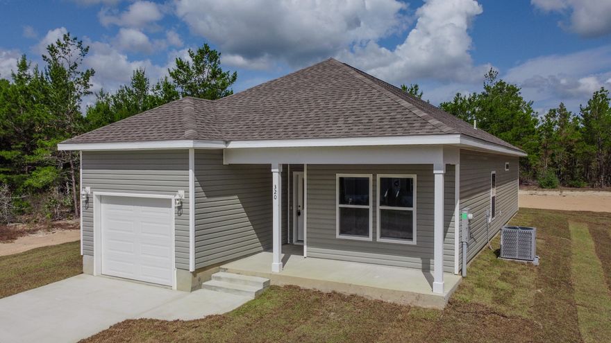**Seller will contribute $5k in closing costs with acceptable offer** A beautifully crafted new construction home by Southern Home Solutions, an accomplished local builder known for quality craftsmanship and attention to detail. This home is ideally located in Flood Zone X (no required flood insurance), offering peace of mind and long-term savings. You'll love being just minutes from the future state park off Girl Scout Road, where nature, trails, and outdoor adventure await. Enjoy the security of a 1-year builder's warranty, quartz counter tops, wall to wall LVP flooring (no carpet),  ceiling fans in every room, 9 ft ceilings and located on a paved road. Annual insurance policy quoted at $615 per year. Situated only 28 miles from Eglin Air Force Base, this home is a great option for military personnel or those commuting to the base. Whether you're looking for your first home, a quiet retreat, or a place to settle in one of Florida's charming small towns, this property checks all of the boxes. Don't miss your chance to own a brand-new home in a growing area 11 miles from downtown Defuniak Springs restaurants, shops and attractions.  