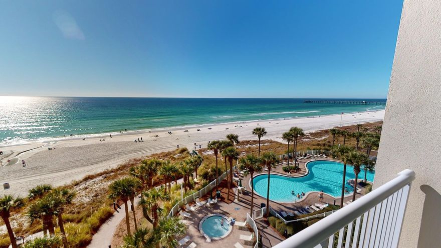 Grand Panama Beach Resort, Tower 1 - 608Stunning beachfront condo on the highly desirable 6th floor! This non-rental, fully furnished 2-bed, 2-bath unit is beautifully decorated and rental-ready.Features:  Upgrades include a food pantry, built-in master bedroom cabinets, and two owner's closets  Newer HVAC, brand-new water heater, washer/dryer, refrigerator, stove, and microwave  Breathtaking sunrise and sunset views from the spacious balconyResort Amenities:  2 heated pools, hot tubs, kiddie pools, tiki bar, fitness center  Business center, owner's library, BBQ areas, dog park  On-site deli, general store, and ample parking with 70 new spacesPerfectly located a short distance to Pier Park.