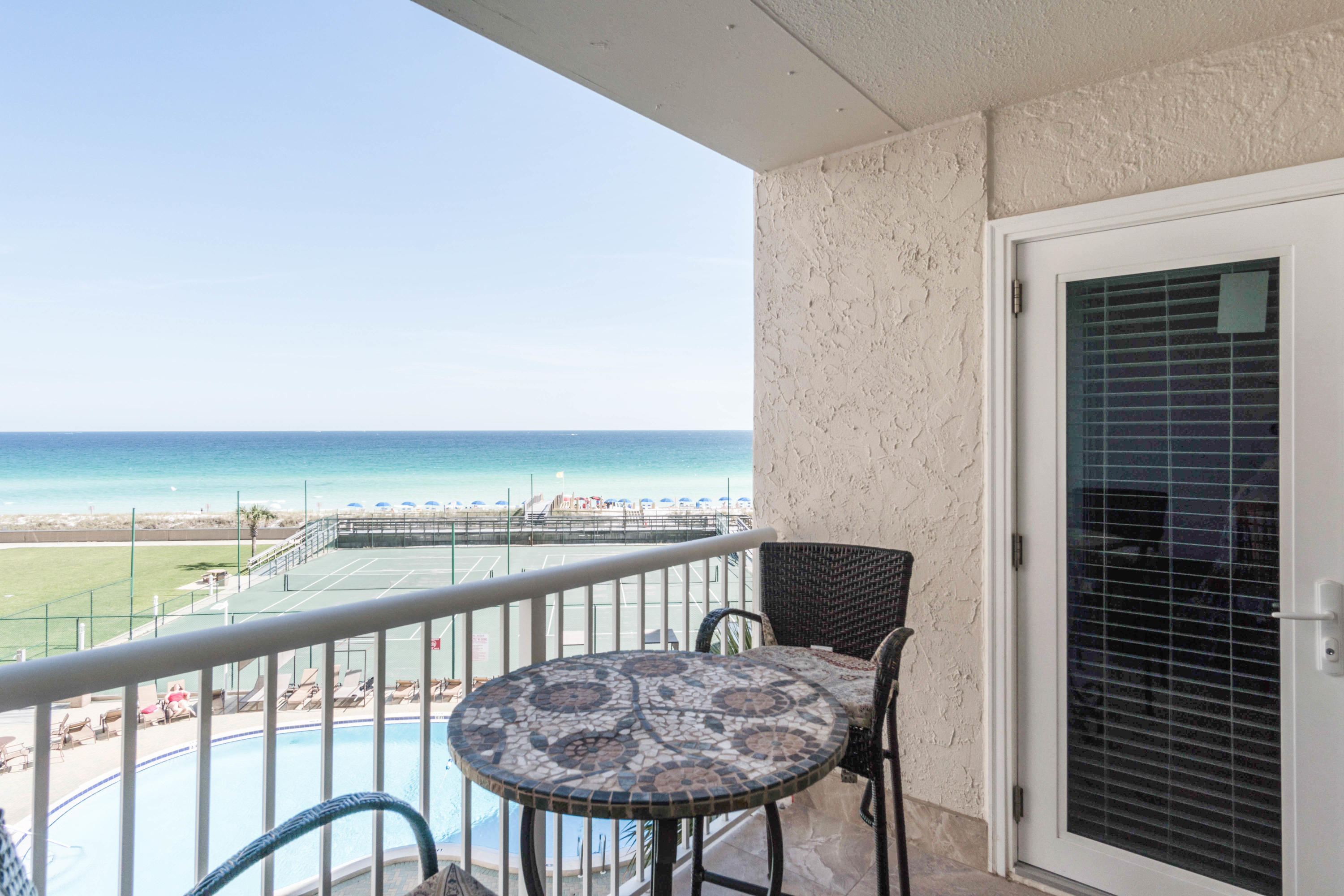 THIS IS A MUST SEE!! You are going to fall in love with the views from this GULF FRONT unit. This condo has a spacious open floor plan. Unit has been renovated with updated kitchen cabinets, back splash. counter tops and appliances AND NEW windows and doors- updates are only 3-4 years old. Both bathrooms were nicely redone- cabinets and granite counter tops, tubs were refinished. 411 is one of the NICEST units at HSR!This is a PERFECT investment opportunity. Unit has rental history and is already on a Vacation Rental program. The owners and management company have kept this unit in GREAT condition. Come take a look and see for yourself why this condo is always a favorite of Destin's tourists. You could be the new lucky owner of unit 411! Come by, take a look and send us an offer!