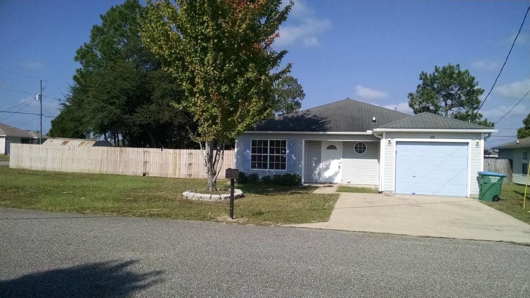Home is located on large corner lot on the South end of Crestview. All new cabinets and counter tops throughout. Open floor plan and eat-in kitchen with new tile and appliances. New AC/Heating system just installed. Freshly painted interior. Sliding glass door to privacy fenced back and side yard.