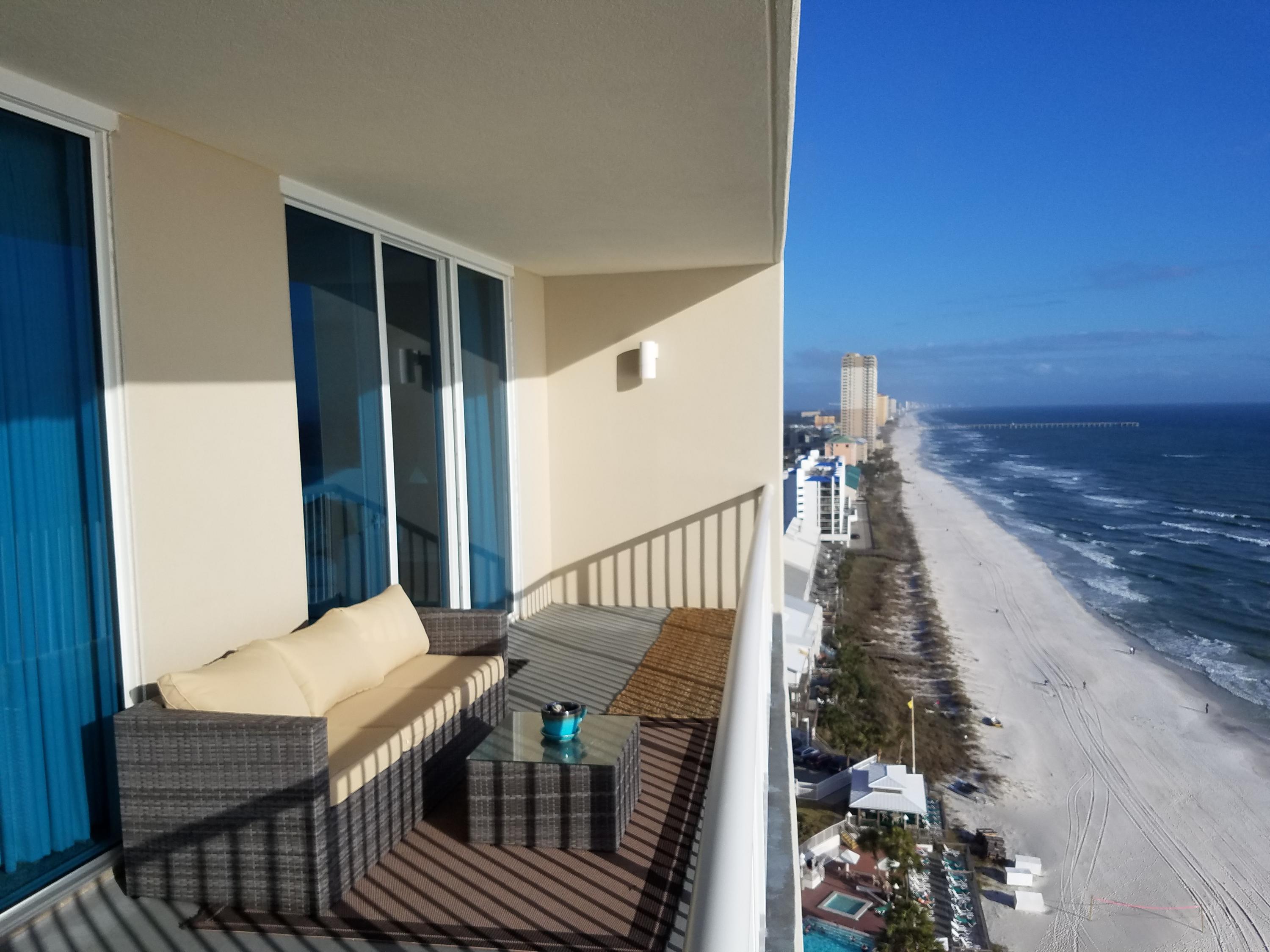 DISCOVER MAJESTIC PALAZZO!!! and it's unbeatable location on Front Beach Road and Hwy 79! 1.6 miles west from Pier Park.Take advantage of this gorgeous 3br/3baths condo with breathtaking aquamarine views and tranquil sea breezes of the Gulf of Mexico.9' ceilings with 9' sliding glass doors. Crown molding in living area and master bedroom suite. Fully carpeted bedrooms and living area.Cultured marble countertop in all baths. Garden tub and separate shower in master bathroom.Enjoy Palazzo's elevated gulf front heated pool and spa.Gulf front fitness center overlooking pool deck.Conference center and Gulf front parking for allunits (172 covered spaces on south side) plus additional guest parking.There is Three high speed elevators In such low density building (only 129 unit