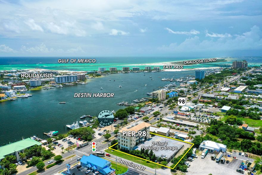 TURNKEY, Professionally Furnished Class A office opportunity offering gorgeous views of the Gulf of Mexico and the harbor of Destin, Florida! NEW A/C UNIT INSTALLED!This office suite was custom built-out and measures approximately 1,646 SF. Pier 98 offers an abundance of parking and convenient accessibility at a signalized intersection from Highway 98, aka Harbor Boulevard.  Please inquire for further details.