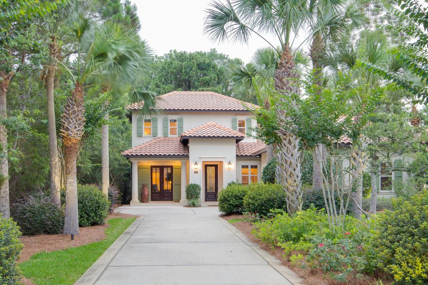 Welcome to 2513 Vineyard Lane, a stunning Mediterranean home with 5 bedrooms and 4.5 baths, located in Vineyards at Raven Oaks, a highly sought after neighborhood in the gated community of Sandestin Golf & Beach Resort. 2513 is a very private, large interior end lot next to an association buffer zone and on the Raven Golf Course hole #7. The first floor of the home features a large, open living room with gas fireplace, cocktail lounge area and gourmet kitchen with a breakfast bar, master bedroom with new hardwood flooring, en suite bath with large new shower, cabinets and shelving, office or guest bedroom with a separate entrance and en suite bath, half bath and large laundry room with access to the attached 2-car garage and built in shelving. The house has an on-demand hot water system,