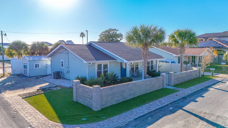 Just 500ft to the beach!! Welcome to your beach getaway in the heart of highly coveted Laguna Beach! This beautifully updated 3-bedroom, 2-bath coastal cottage sits just one block from the sugar-white sands of the Gulf and offers the perfect blend of beachside lifestyle, privacy, and investment potential. Situated on a desirable corner lot with paved road access, this 1,353 sqft single story home features a bright, open layout with brand new luxury vinyl plank flooring, a fully remodeled kitchen with stainless steel appliances, and tastefully renovated bathrooms, including a custom walk-in tile shower in the primary suite along with a tub/shower combination for guests. The primary bedroom also offers a walk-in closet for added convenience. This home has been thoughtfully upgraded with a brand new roof, impact-rated windows, and a new air handler, along with freshly updated interior finishes throughout. Outside, enjoy a private fenced backyard, perfect for relaxing, entertaining, or future enhancements such as a pool, hot tub, or firepit. Additional highlights include ample off-street parking and an oversized 10x14 golf cart shed with double doors for easy access, plus a large owner's lock-out storage room for beach gear and personal items. Quiet and walkable, this location offers a flat, unobstructed 3-minute stroll to public beach access 77 or 78, with nearby favorites like Thomas Donut & Snack Shop, Carousel Supermarket, Laguna Beach Coffee & Cream Caf??, and Pho Pier 77 just steps away. You're also only minutes from Pier Park and roughly five miles from the upscale lifestyle of Scenic Highway 30A. With no HOA and short-term rentals allowed, this property is an outstanding opportunity as a primary residence, second home, or income-producing vacation rental. With its rare combination of lot size, proximity to the Gulf, and recent updates, this is truly one of the most versatile opportunities in Laguna Beach. Schedule your showing today!