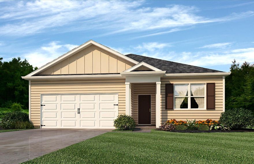 This is a three-bedroom, two-bathroom home with a two-car garage. The homes first two bedrooms are towards the front of the house, separated by a guest bathroom. A large open living space is joined by a gorgeous kitchen with Whirlpool stainless steel appliances and shaker styled cabinetry. A private bedroom suite is off the dining space. This includes a sizeable bedroom, walk-in closet and bath. The bathroom has a separate water closet, free-standing tub, shower and dual vanity sinks. Standard features include laminate countertops, vinyl flooring and carpet in bedrooms. This home is connected with Smart Home technology that includes a Qolsys touch panel, Kwikset Keyless entry, an Echo Dot device and Skybell doorbell. HOA fees are due quarterly and there is a one time fee .5% of Sales Price