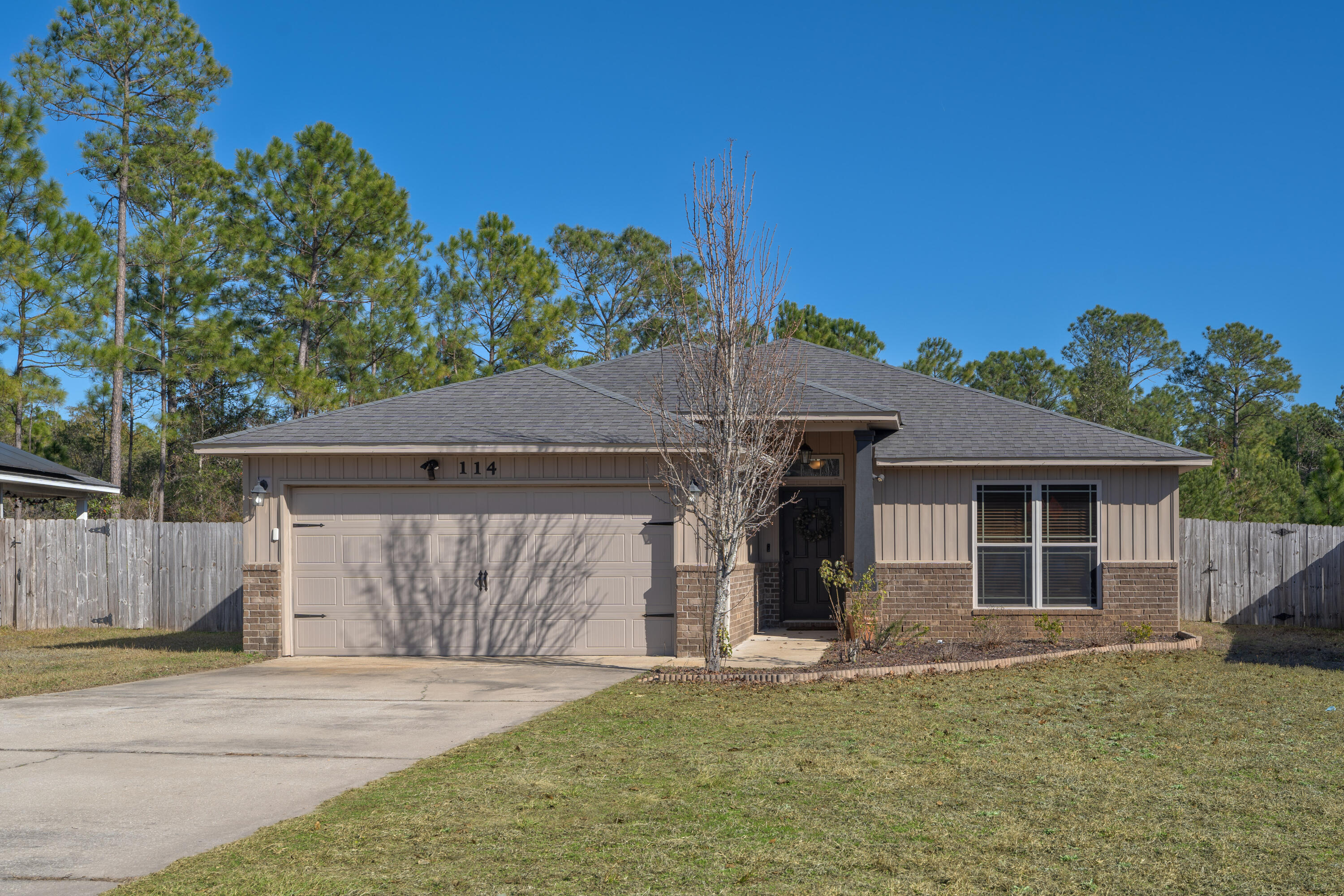 Welcome to this large 0.35-acre lot, privacy -fenced backyard with HUGE new custom deck. NEWER HOME SOUTH OF I-10!!!  Beautiful LVP flooring and vaulted ceilings in main area. Kitchen updated with all stainless steel appliances and granite countertops. There is a walk-in pantry and several linen closets for ample storage. Master bath has separate shower and garden tub, a double vanity, and an extra large large walk-in closet you must see! 3 bedroom, 2 bathroom with a split floor plan for privacy. Roof, HVAC, and Water Heater 2015. The home is set back far on the property for privacy and a very large driveway with plenty of parking.