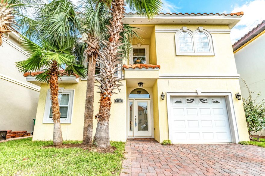 This is a beautifully designed 4 Bedroom - 3 1/2 Bath Mediterranean-style home that offers a premium interior finish, including travertine floors, granite counter tops, NEW stainless steel kitchen appliances, New carpet, crown molding, surround sound, and a gas fireplace. The home has a pavered driveway as well as a pavered back patio. There are two separate A/C units, one for each floor, and two separate laundry rooms, one for each floor. The yard is professionally landscaped and has an automatic sprinkler system to keep it beautiful all year long.