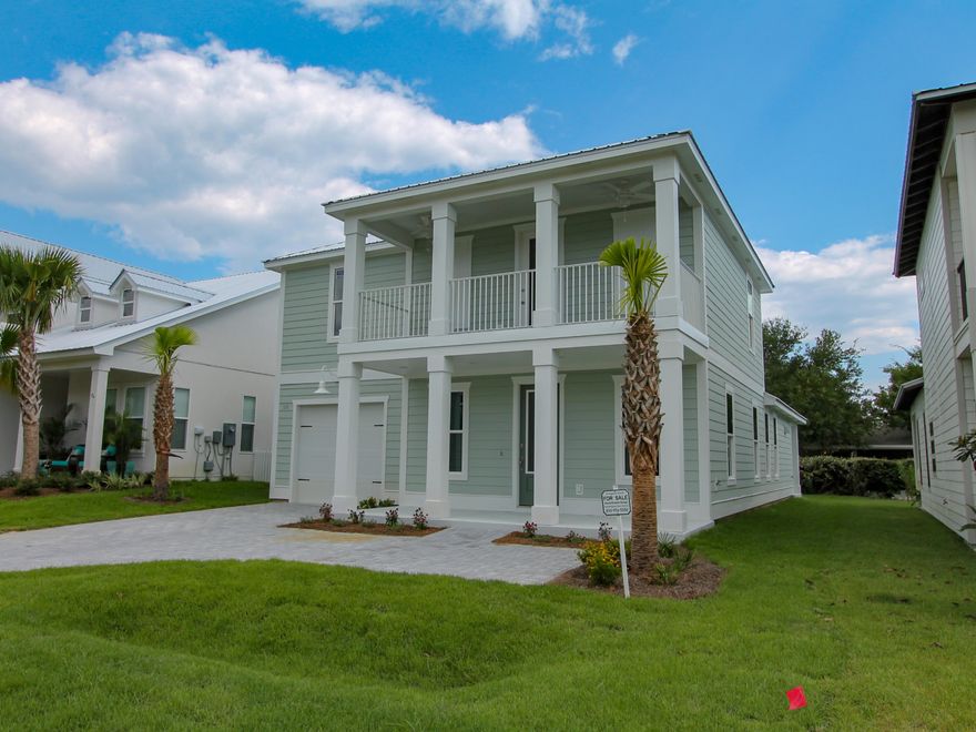 NEW CONSTRUCTION located inside the gates of Frangista Villas. Set your mind at ease on this location. This beach home with a first floor master bedroom has a fabulously appointed kitchen with quartz countertops, LG stainless steel appliances, touch faucet and glass tile backsplash. Master bath has quartz countertops as well as frameless shower surround and spacious walk in closet. LVP luxury Vynil plank in whole house for easy clean up. Gas Rinnai tankless hot water heater, gas stub on back porch. Front and back porch are surfaced with custom urethane quartz system. Garage floor is surfaced with urethane chip finish. A beautiful Community Pool and Clubhouse along with cobblestone roads make this a truly charming neighborhood that is a short walking distance or golf cart ride to the Gulf!