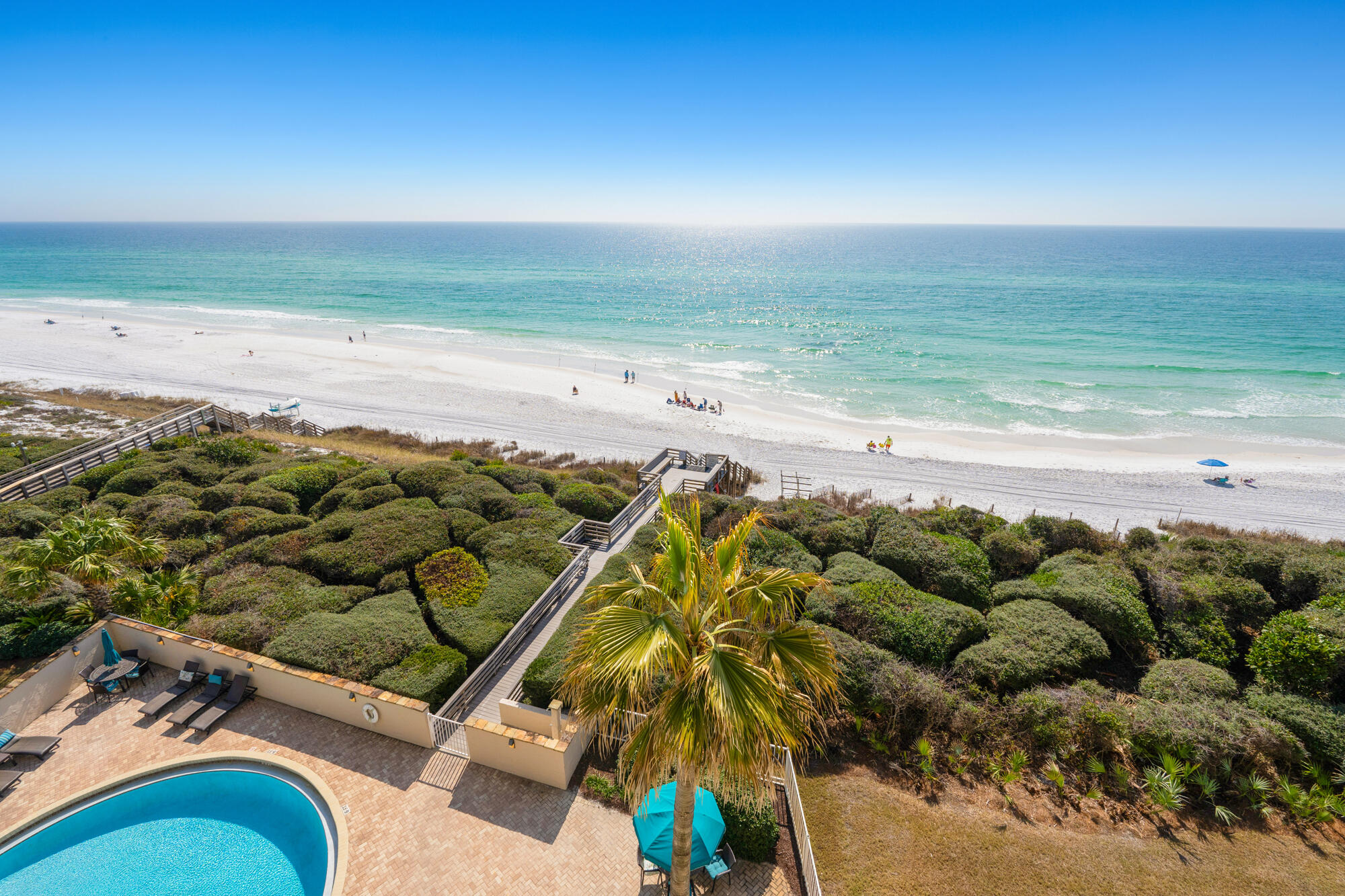 Fully Renovated in 2023! This stunning 30A Gulf-front condo with deeded beach access has been completely transformed from floor to ceiling. Located on the 6th floor of Beachcrest, this spacious two-bedroom, two-bathroom unit boasts breathtaking beach views from a large balcony, accessible from both the living room & primary bedroom. The beautifully updated kitchen features quartz countertops, sleek stainless steel appliances, while both bathrooms have been tastefully modernized. Additional upgrades include a brand-new washer & dryer, an updated electrical panel, stylish tile plank flooring throughout, & large flat-screen TVs. Every detail has been thoughtfully considered, from fresh paint to all-new furnishings--no expense spared! Lightly rented since renovation, this unit is in pristine condition & ready for its next owner to enjoy. Buyer and Buyers Agent to verify all information for accuracy to include any and all fees associated with purchase.