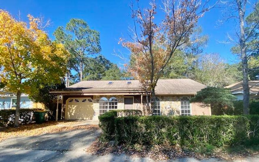 3 bedroom + Bonus room! Neat designed natural stone wall separates living room & eat in kitchen. Matches the stone accent in front of home. Living room has cathedral ceiling & 2 argon gas skylights that bring that natural light in. Eat in kitchen has a garden window & all appliances in place. Inside utility room off kitchen. Carpet in the bedrooms. 2/3 of the 1 car garage has been turned into an office/bonus room (heated/cooled/insulated). Other 1/3 of garage is storage. All rooms have ceiling fans. Master bath also has a skylight. Partially privacy fenced backyard. Roof 2011 & HVAC 2015 & WH 2009. Convenient location- close to everything. Please have your offer accompanied by loan letter or POF. Priced to sell quickly! Call your favorite Realtor today!