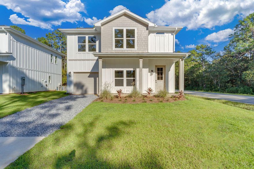 Your opportunity to own a newly constructed  home in Santa Rosa Beach.   The home  is on a corner lot, paved road, and cut-de-sac.   Features of the home  include two levels with garage,   living area, kitchen, and dining area are located on the first level.   The master bedroom and guest bedrooms are located on the 2nd level of the home.  No Association.  Buyer to verify all dimensions.