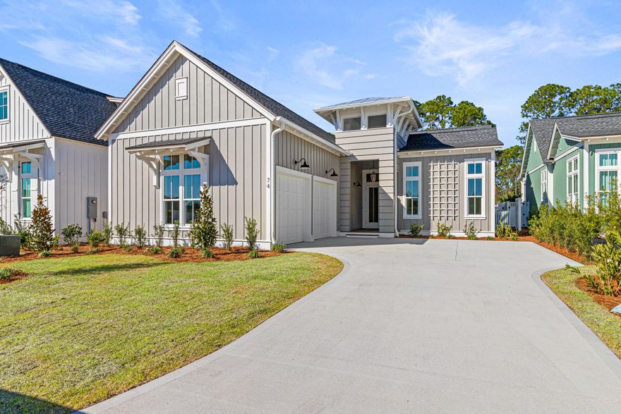 Welcome to the newly completed Rosecliffe II, by Romair Homes - a beautifully crafted single-level residence that offers an elevated blend of coastal charm and modern sophistication in the sought-after Powell Landing East neighborhood of the Watersound Origins community. This 4-bedroom, 4.5-bathroom home spans 2,609 SF and features 12' ceilings throughout and engineered white oak flooring, creating a sense of grandeur and effortless elegance from the moment you enter. Designed for both everyday comfort and elevated entertaining, the open-concept living area is anchored by a modern yet cozy 42'' fireplace with a stucco chimney. A wall of 10' PGT sliding glass doors blurs the line between indoors and out, leading to a generously sized covered porch, expansive pool deck, and a cabana with fireplace delivering an inviting backdrop for relaxing evenings and social gatherings.

The private backyard is a true sanctuary, featuring a gunite saltwater pool with integrated spa and a spacious paver pool deck with plenty of space for lounging in the sun. Inside, the chef's kitchen is a true showpiece with stained white oak cabinetry, champagne plumbing fixtures, Silestone quartz countertops, and top-of-the-line GE Monogram appliances, blending high-end performance with designer sophistication. Each of the four bedrooms has its own ensuite bathroom with designer tilework and illuminated shower niches for added ambiance as well as a spacious closet.  
With its unique architectural appeal, thoughtfully selected finishes, and an emphasis on indoor-outdoor connection, the Rosecliffe II offers the perfect balance of beautiful design and inviting atmosphere. 

Experience refined coastal living in one of Watersound Origins' most sought-after neighborhoods nestled alongside Lake Powell. The Watersound Origins community offers an unparalleled lifestyle in South Walton - exceptional amenities, notoriously friendly and welcoming atmosphere, zero short-term rentals, and close proximity to all that 30A and Inlet Beach has to offer. Enjoy the zero-entry pool, playground, sports courts, and fitness center at the Village Commons, play a round of golf or foot golf at the Origins Golf Course, or take a walk along the many miles of walking and biking trails that wind all throughout the neighborhood! The new Watersound Town Center located at the entrance to the community offers several fantastic dining options (casual and formal), medical services, Starbucks, Publix, a Pavilion that hosts events year round, and more!