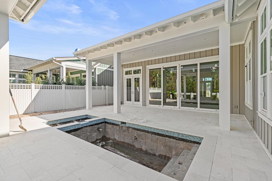 Welcome to the Rosecliffe II by Romair Homes - a beautifully crafted single-level residence that offers an elevated blend of coastal charm and modern sophistication in the sought-after Powell Landing East neighborhood of the Watersound Origins community. This 4-bedroom, 4.5-bathroom home spans 2,609 SF and features 12' ceilings throughout and engineered white oak flooring, creating a sense of grandeur and effortless elegance from the moment you enter. Designed for both everyday comfort and elevated entertaining, the open-concept living area is anchored by a modern yet cozy 42'' fireplace with a stucco chimney. A wall of 10' PGT sliding glass doors blurs the line between indoors and out, leading to a generously sized covered porch, expansive pool deck, and a cabana with fireplace delivering an inviting backdrop for relaxing evenings and social gatherings.

The private backyard is a true sanctuary, featuring a gunite saltwater pool with integrated spa and a spacious paver pool deck with plenty of space for lounging in the sun. Inside, the chef's kitchen is a true showpiece with stained white oak cabinetry, champagne plumbing fixtures, Silestone quartz countertops, and top-of-the-line GE Monogram appliances, blending high-end performance with designer sophistication. Each of the four bedrooms has its own ensuite bathroom with designer tilework and illuminated shower niches for added ambiance as well as a spacious closet.  
With its unique architectural appeal, thoughtfully selected finishes, and an emphasis on indoor-outdoor connection, the Rosecliffe II offers the perfect balance of beautiful design and inviting atmosphere. 

Estimated Completion: end-January 2026.

Experience refined coastal living in one of Watersound Origins' most sought-after neighborhoods nestled alongside Lake Powell. The Watersound Origins community offers an unparalleled lifestyle in South Walton - exceptional amenities, notoriously friendly and welcoming atmosphere, zero short-term rentals, and close proximity to all that 30A and Inlet Beach has to offer. Enjoy the zero-entry pool, playground, sports courts, and fitness center at the Village Commons, play a round of golf or foot golf at the Origins Golf Course, or take a walk along the many miles of walking and biking trails that wind all throughout the neighborhood! The new Watersound Town Center located at the entrance to the community offers several fantastic dining options (casual and formal), medical services, Starbucks, Publix, a Pavilion that hosts events year round, and more!