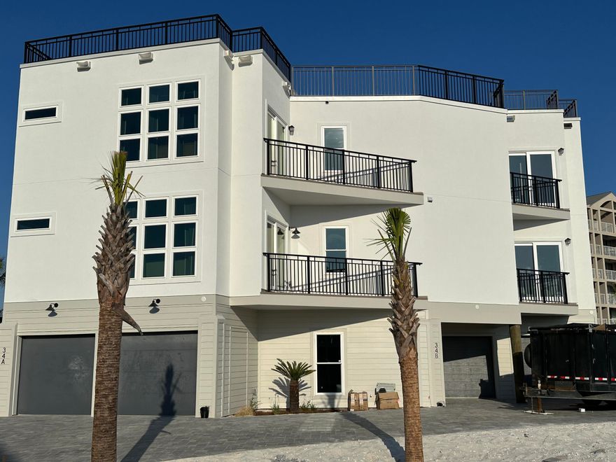 Unique Destin Opportunity. Rent both side ''A'' & ''B''  for an income stream. Or live in side ''A'' of your home and rent side ''B'' to offset your cost.Beach Access is a short walk away. ''Public beach'' access is available through- O'Steen beach access.  Sold completely furnished, original oil paintings,furnishings modeled after Restoration Hardware. Two pool side cabanas, 2 Gas BBQ grills, 2 rooftop tubs excellent to watch the sunset and boats.All Dimensions should be confirmed by third party.