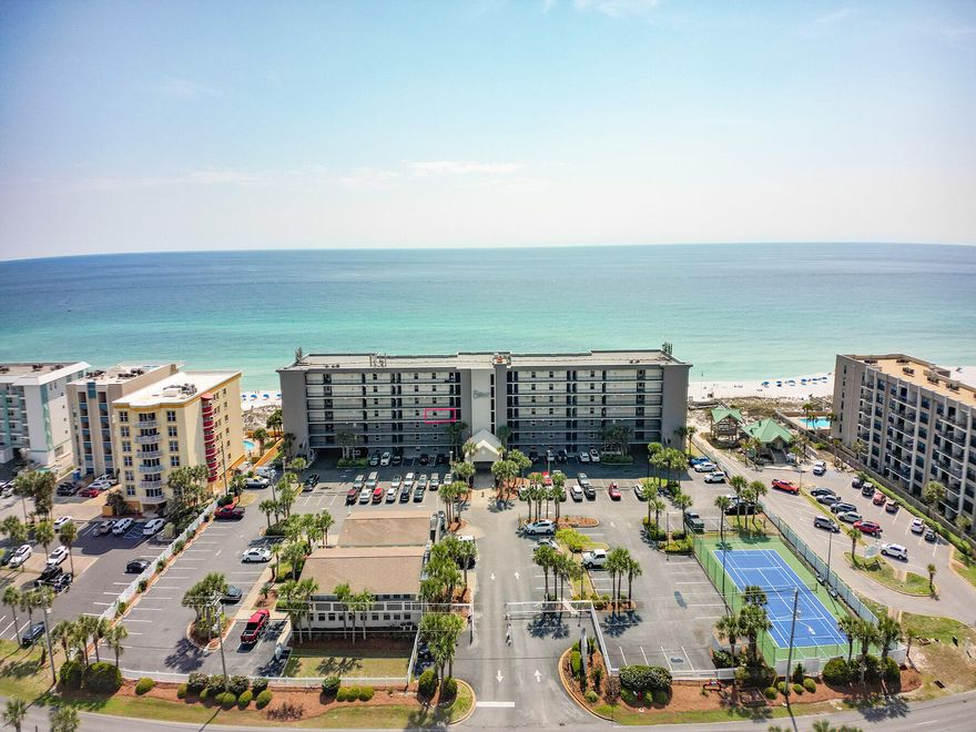 Welcome to this dreamy Gulf front 1 bedroom unit complete with all of the coastal charm! Perfect for a home away from home or a rental machine with upwards of $55,000 in potential annual revenue. Located on the picturesque shores of Okaloosa Island, Island Echos Condominium is a stunning property with breathtaking views of the Emerald Coast. The main living area features a full kitchen, dining room space, and living room with an attached balcony. In addition to the one bedroom, the living room has a sleeper sofa so the unit can sleep four comfortably. The building amenities include a swimming pool, fitness center, and direct beach access. Rental history and projections are available by request.