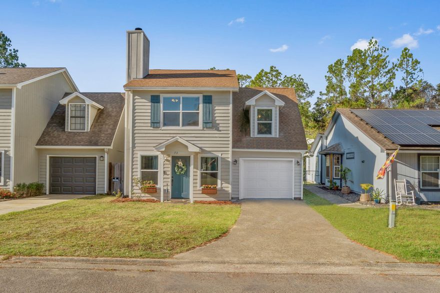 Move-in ready AAA home - Affordable, Adorable, & Available for a quick close.  Perfectly located in the quiet Kelly Hill Estates subdivision with easy access to all area conveniences: great schools to include Northwest Florida State College, restaurants, shopping, medical, entertainment, airport, & our beautiful white sandy beaches and approx. 7 miles to Eglin AFB, 18 miles east of Hurlburt Field, and approx. 12 miles south of the Duke Field and 7th Group Complex.   This 2-story, 3 bedroom/2.5 bath home offers great curb appeal and lives larger than the square footage indicates. Downstairs features a living room with stone surround wood burning fireplace (wood beam mantel available), a kitchen/dining room, a 1/2 bath with barn door entry, a 1 car garage, patio that overlooks a lovely pond and greenspace that backs to the Eglin Reservation for added privacy.  All 3 bedrooms and full baths are located upstairs. Being sold "AS IS" however this home underwent a major transformation in 2019/2020 to include new double pane insulated glass windows, new exterior doors, a brand new kitchen with new white shaker cabinets, new granite countertops, new subway tile backsplash, new appliances, a full master bath remodel to include a new tiled shower/glass enclosure, new carpet upstairs, plus all new electrical and plumbing fixtures throughout. Other features new Water Heater (2021), HVAC(2014), dimensional shingle Roof(2006).  Information provided was obtained from reliable sources; buyer is responsible to verify all facts deemed important.