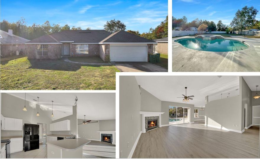 Newly Renovated! Beautiful 4br/2ba home with backyard oasis featuring an in-ground salt water in ground pool, hot-tub and waterfall. You will just love this very OPEN split floor plan with fireplace, laundry room, and vaulted ceilings. Fresh paint throughout - New Luxury Vinyl Plank flooring - New carpet in bedrooms. Large rooms, separate dining area, breakfast bar, and nook. The master bath features a double vanity, his and hers walk-in closets, garden tub, separate shower, water room. All double pane windows are flip out windows for easy cleaning. Cooling system with OxyQuantum LED, Micropower Guard Air Cleaner. Sprinkler system covers the entire LEVEL .38 acre lot, and back yard is privacy fenced for all the summer fun! Roof: 2021 Water Heater:2017 HVAC: 2010. Schedule showing today!!!